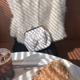 [Cookie Cream.ver] ミディアムリボンポルカドットフレームバッグ(handmade bag)