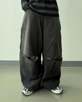 Limit destroyed wide denim pants