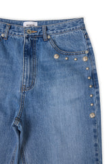 STUD BOOTCUT DENIM PANTS (LIGHT BLUE) MEN