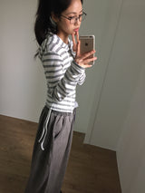 Waffle shirring hoodie (2color)