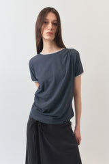 Shirring Ringer Top / Charcoal