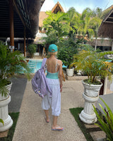 Mint-Color-Blocked Ribbon-Strap Monokini