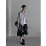 Vintage washing beige check shirts