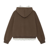 フラッフィージップアップフーディー (Brown)