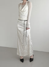 Cowl Neck Draped Layered Halter Top