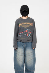Motorcycle Vintage Crop Long Sleeve T-Shirt