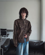 Bolt piping crack leather jacket