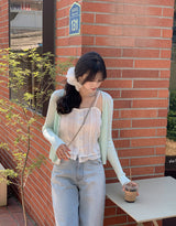 #Viscose Rib Crop V-neck Cardigan (6color)