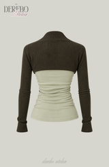 Olive Brown Tube Top Bolero Two-Piece Set