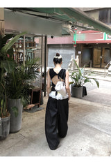 ローズブラック バックレス ノースリーブ Tシャツ