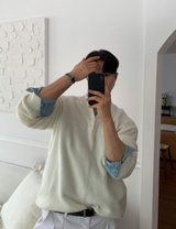  Beleries Simple Henry Neck Overfit Knit