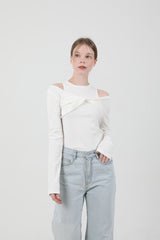 レイヤードツイストTシャツノースリーブセット White