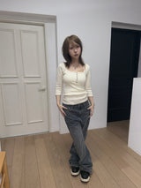 [easeas made] Wide Rib Button T
