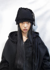  KNIT BRAID BEANIE . BLACK