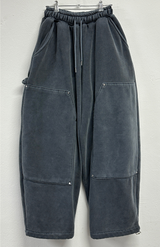 SHEEP FLEECE🐑PIGMENT STRAP RIVET BALLOON LONG PANTS💙🩶🤍3COLOR