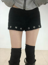 Fuzzy Snow Stud Mini Shorts