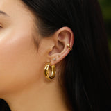 four-leaf clover stud 14k gold plating + 925 silver earrings E064-01G