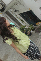 Vintage String Pintuck Shirts - Lime Green