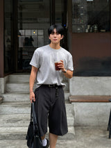 フォールドクロップロールアップ半袖Tシャツ