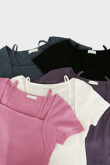 アンバランスドスリット半袖Tシャツ (5 colors)