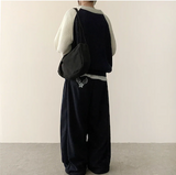 Angel Wing Star Pocket Embroidery Wide Banding Pants