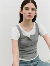 NUBASIC BUTTON SLEEVELESS GRAY