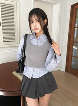 ガッティ ボタンフリル プリーツ ミニスカート