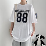 88 レタリングボクシーフィットショートスリーブTシャツ(3 colors) H&L