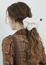 Lace Flower Stripe Scrunchie_Large_Beige