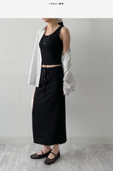 [SET] Pleated Sleeveless Skirt Two-Piece Set