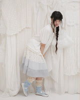 Blooming garden patchwork skirt / ivory