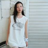 メッシュネットスリーブレス white
