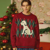 Puppy argyle knit
