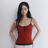 C CONTRAST BUTTON SLEEVELESS TOP_RED