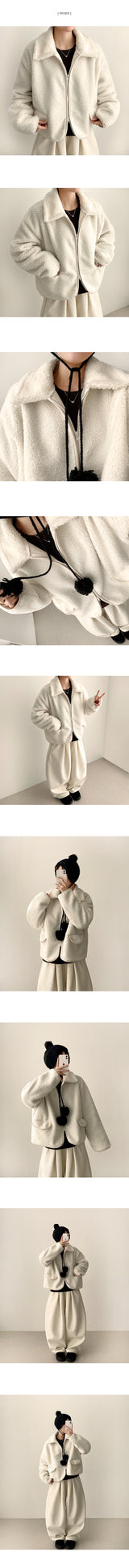 Onte color matching pocket fleece collar zipup