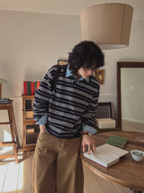 Miu Stripe Collar Knit