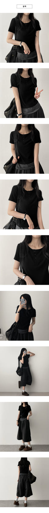 スパンユニットプライス,レイヤードボタンTシャツ