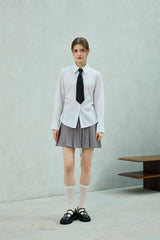 LOWELL SLIM FIT STRIPE SHIRRLING SHIRT / WHITE
