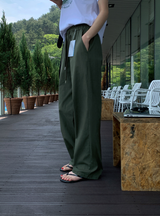 Otter Linen Straight Elastic Waist Pants / 4 colors