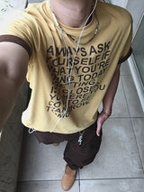 パイクド カラーリング ロールアップ ショートスリーブ Tシャツ 5C
