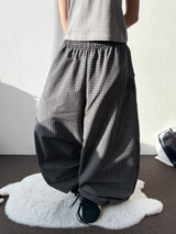 Ribbond Check Elastic Waist Balloon Long Pants 3 Colors