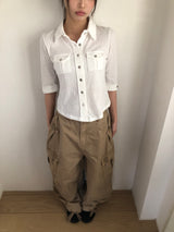 ダエン ポケット ボタンカラー 7スリーブ Tシャツ
