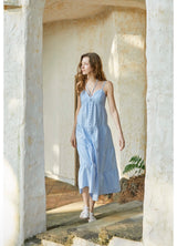 Blanc Halter Dress Blue