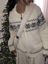 Pico Snow Nordic Collar Two-Way Knit Zip-Up