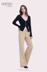Black Pink Layered Knit Top