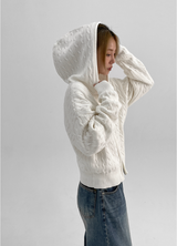 [MADE] Verno Cable Hood Knit Zip-up Cotton 60%
