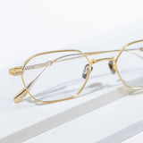 Knouun Square titanium glasses CODE. 102. A Yellow Glod