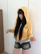 Bebon Horse Contrast Hooded Zip-Up