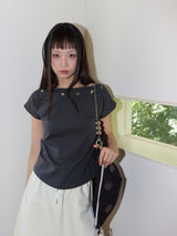 SHELL CAP SLEEVE T (CHARCOAL)
