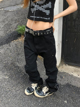 キーバーブラックジップパンツ